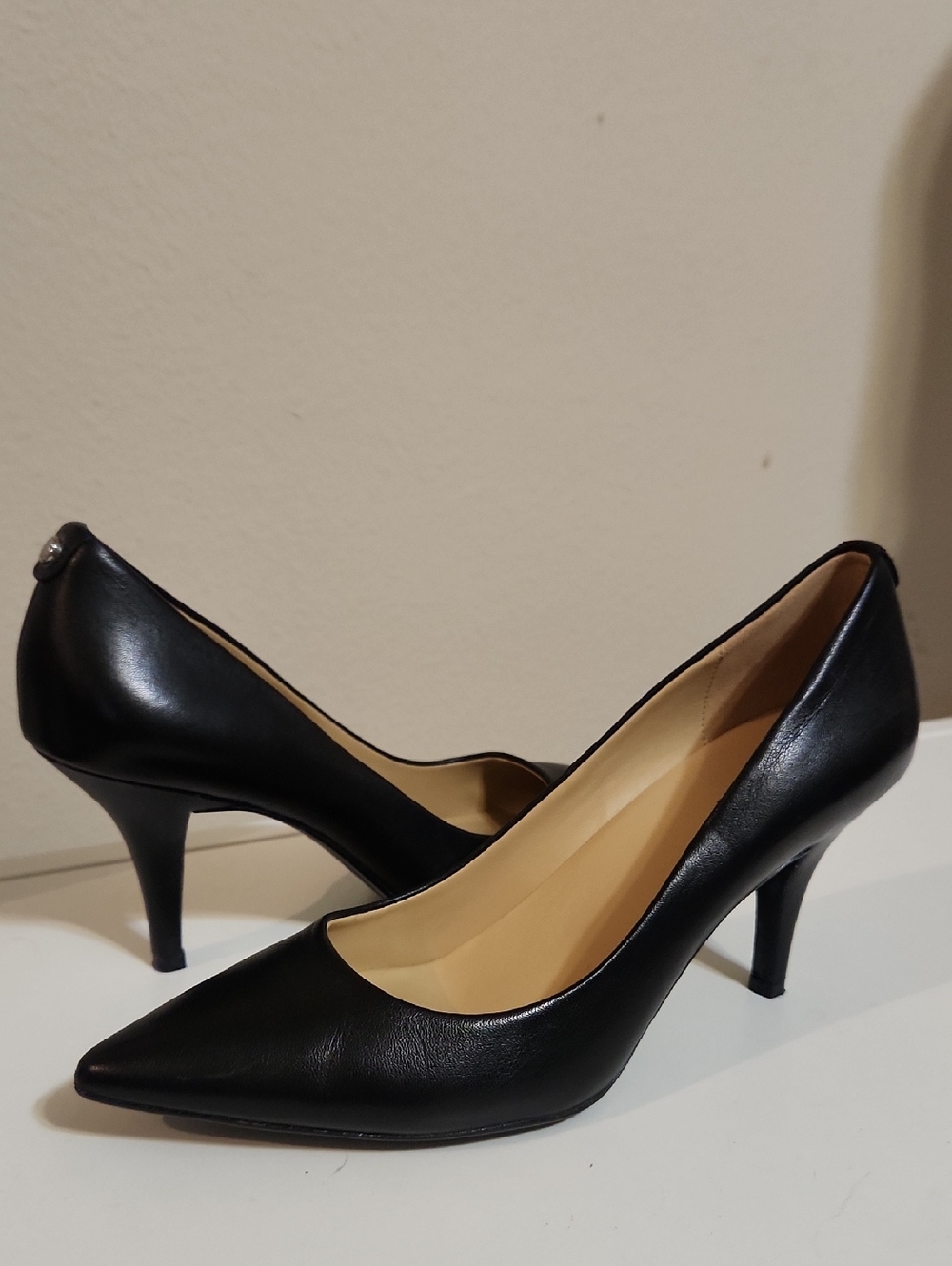 Michael Kors Black Leather Pointed-Toe Heels
